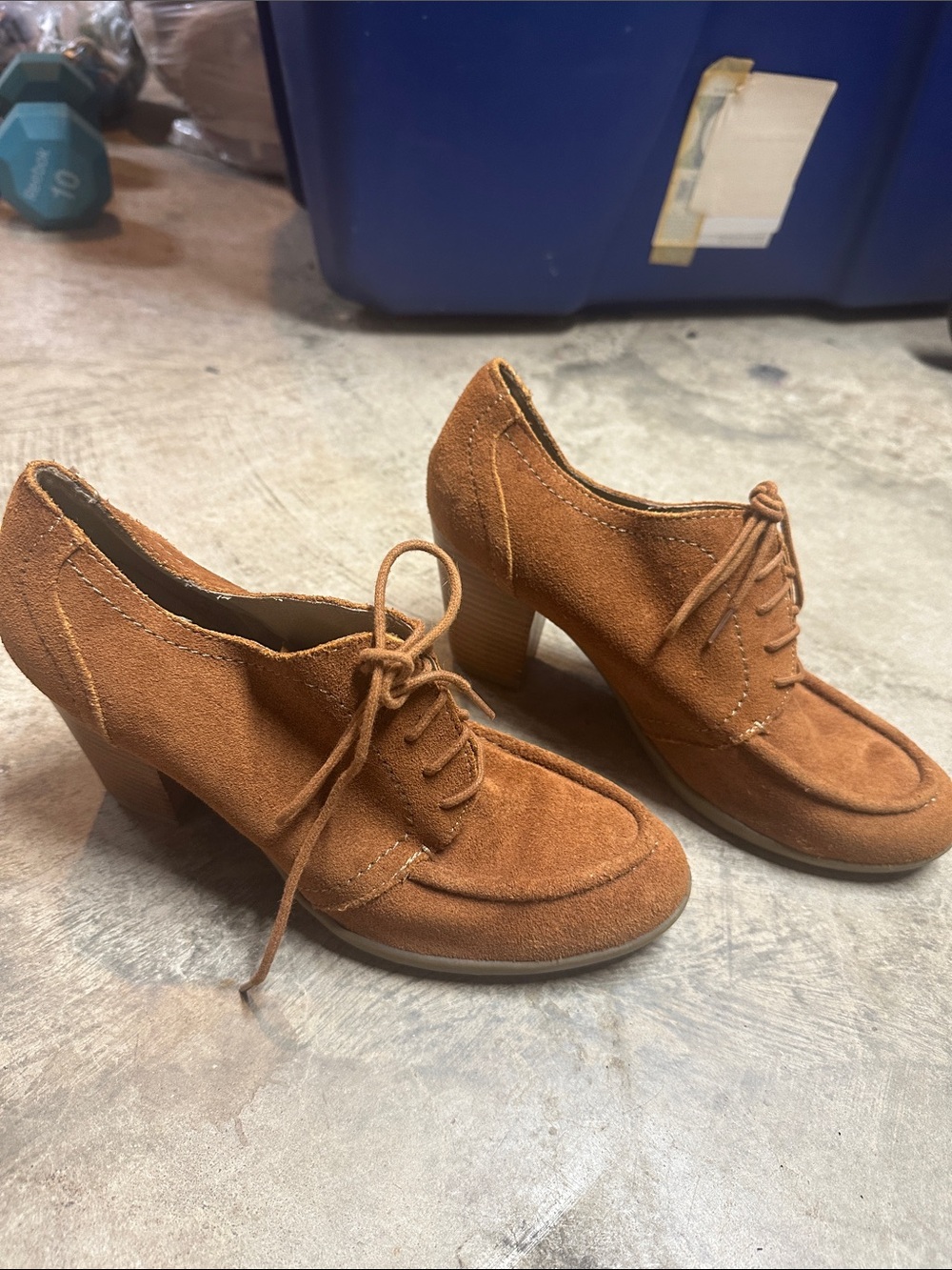 Kenneth Cole Reaction Suede Lace-Up Heels in Tan